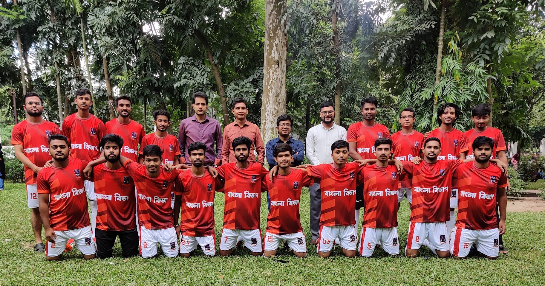 Bangla Department football team wearing their jerseys at the 2022 launch
